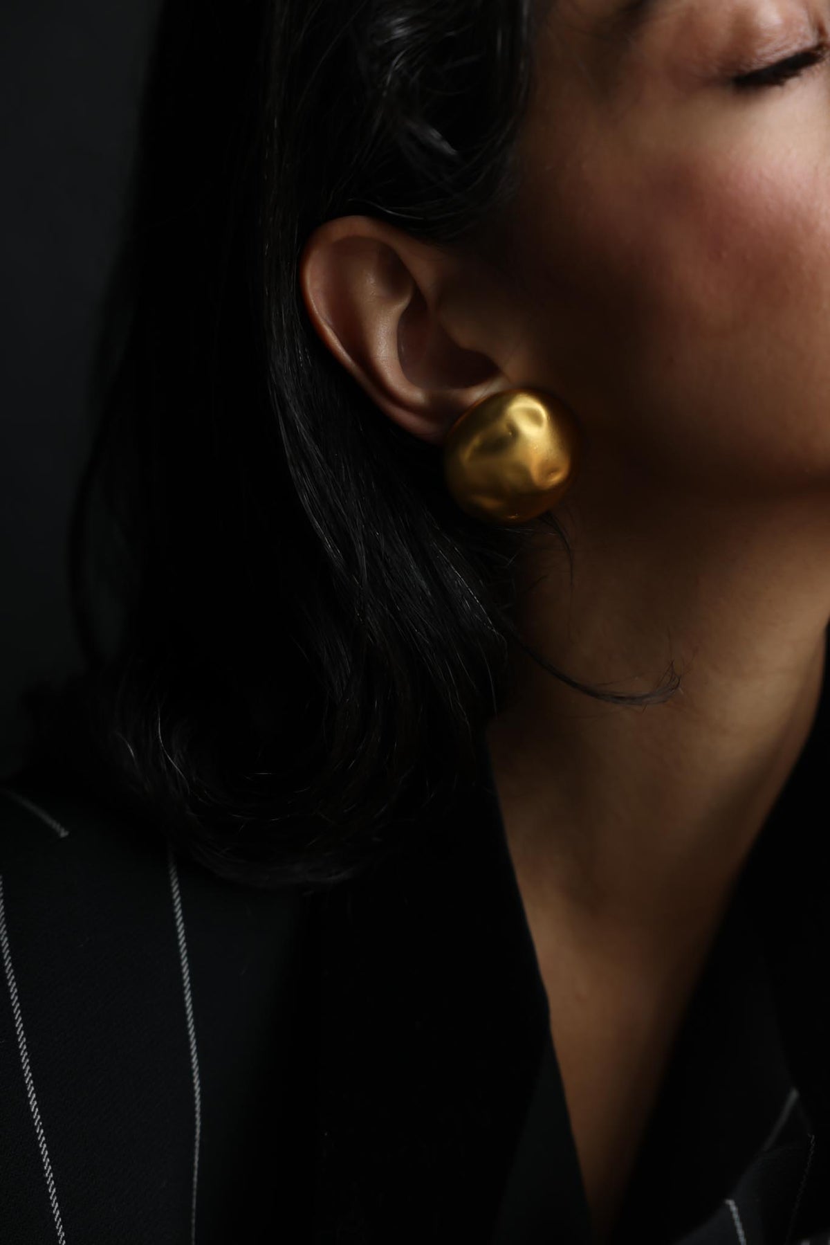 Matte Gold Tone Domed Disc Clip-On Earrings