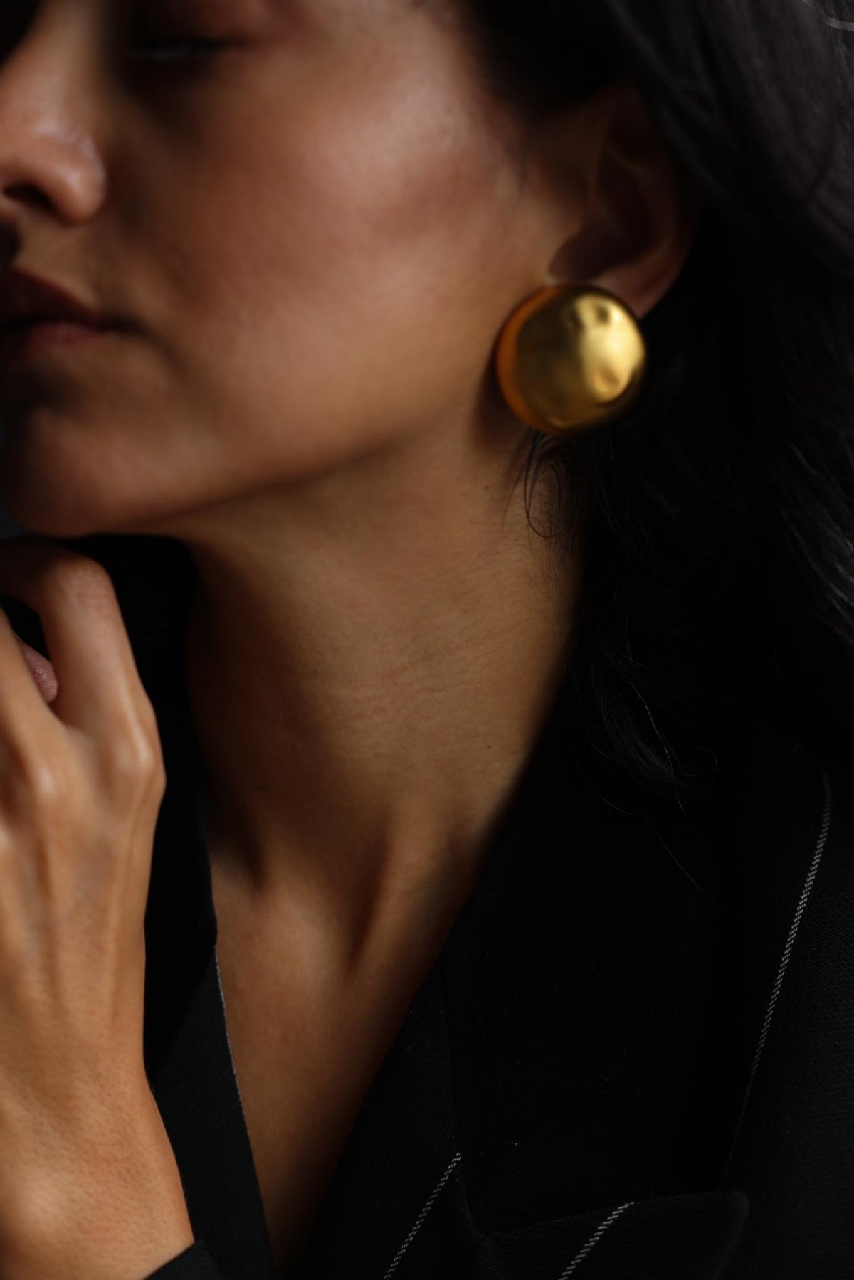 Matte Gold Tone Domed Disc Clip-On Earrings