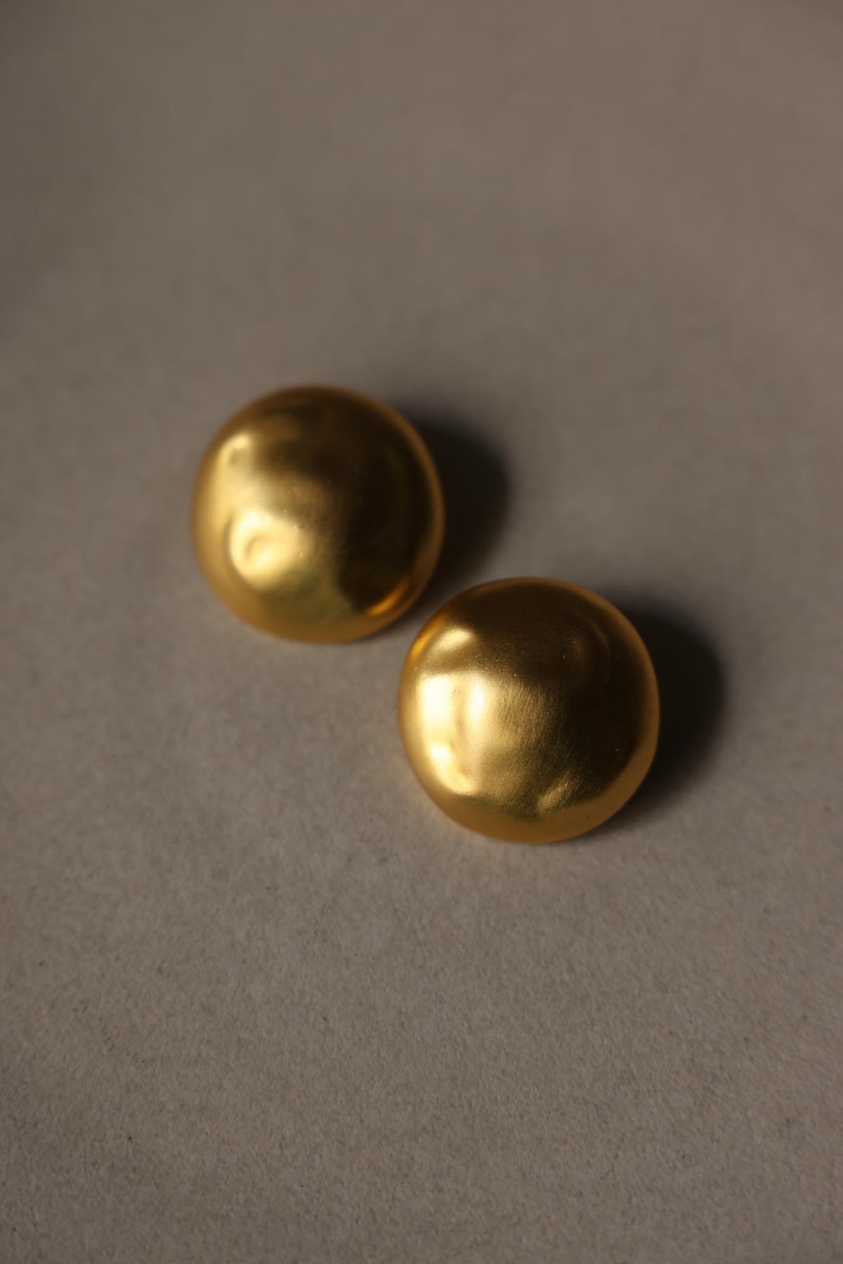 Matte Gold Tone Domed Disc Clip-On Earrings