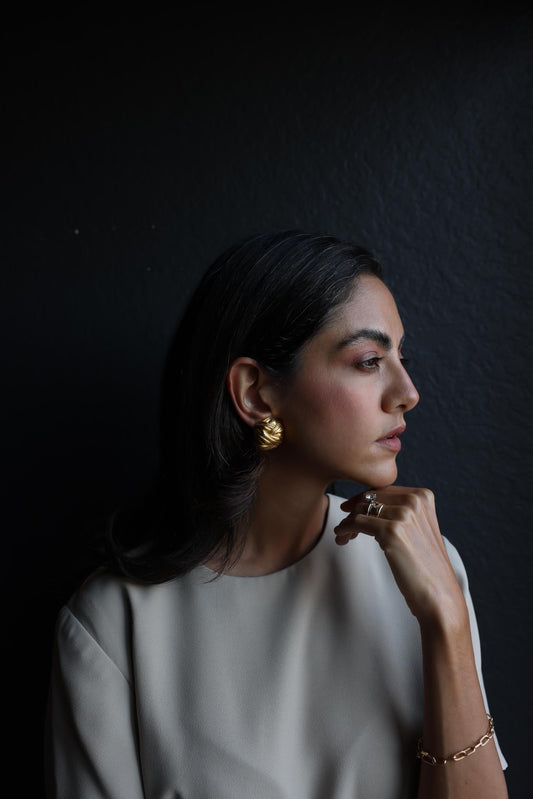 Matte Gold Runway Diva Earrings|Vintage Baazaar 
