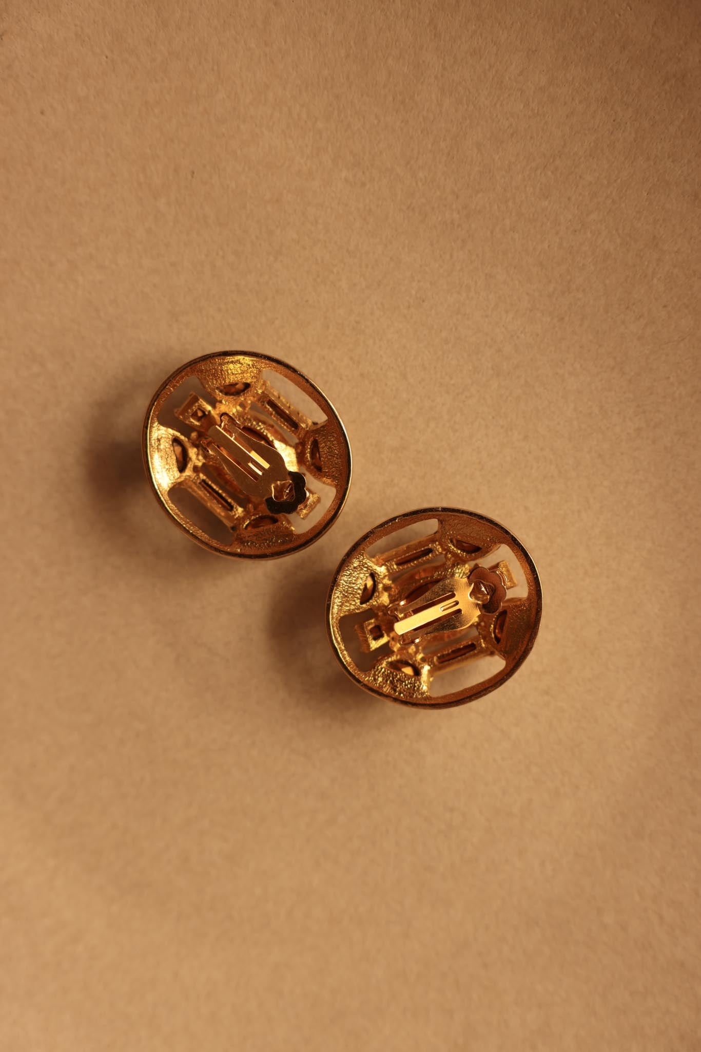 Jewel-Tone Medallion Clip-On Earrings|Vintage Baazaar 