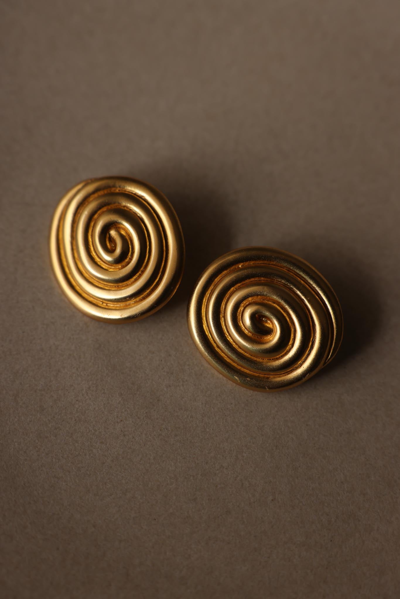 Matte Gold Spiral Clip-On Earrings