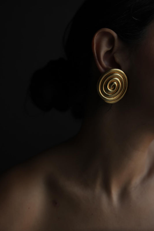 Matte Gold Spiral Clip-On Earrings
