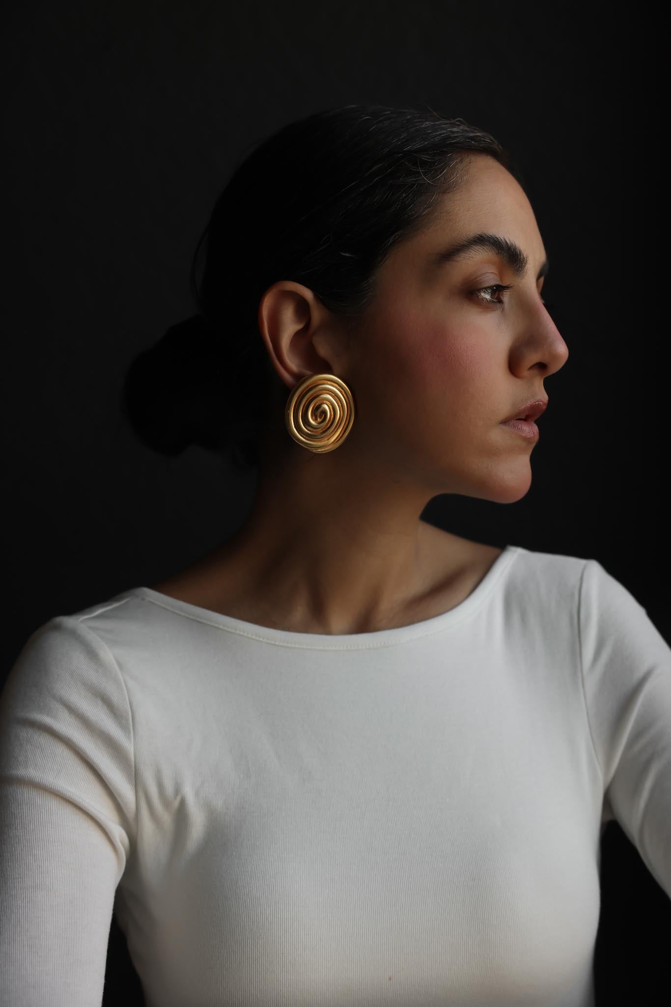 Matte Gold Spiral Clip-On Earrings