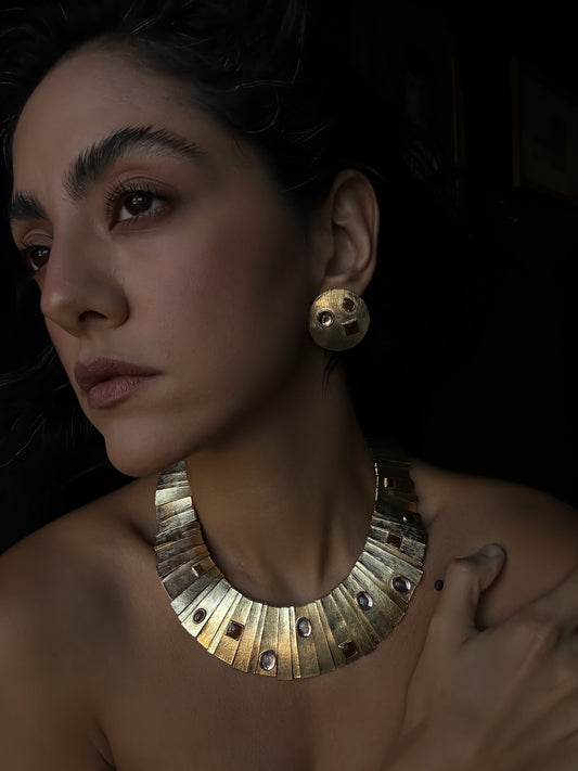 Les Bernard Unsigned Egyptian Revival Cleopatra Necklace And Earrings|Vintage Baazaar 