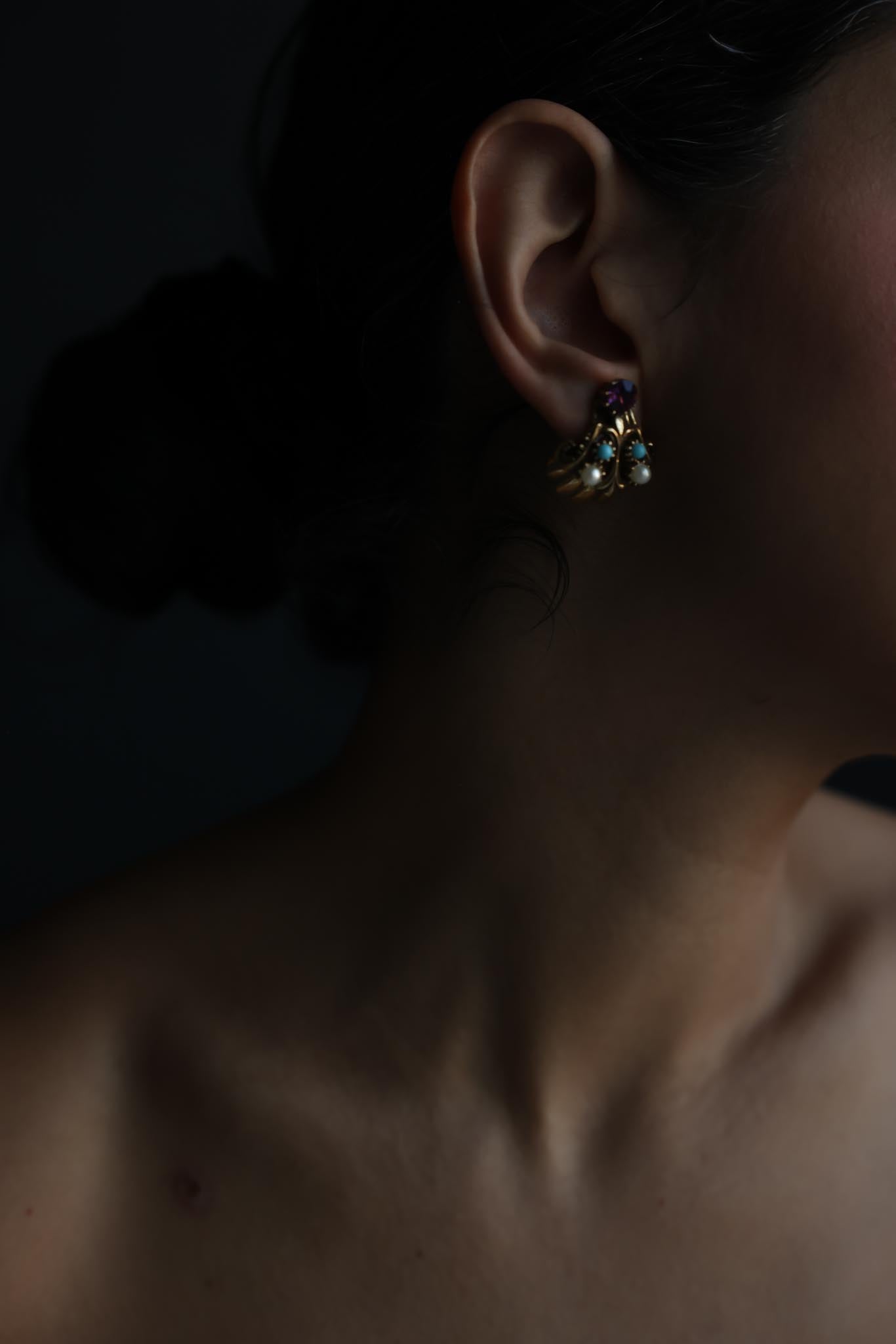 Multicolor Seashell Clip-On Earrings