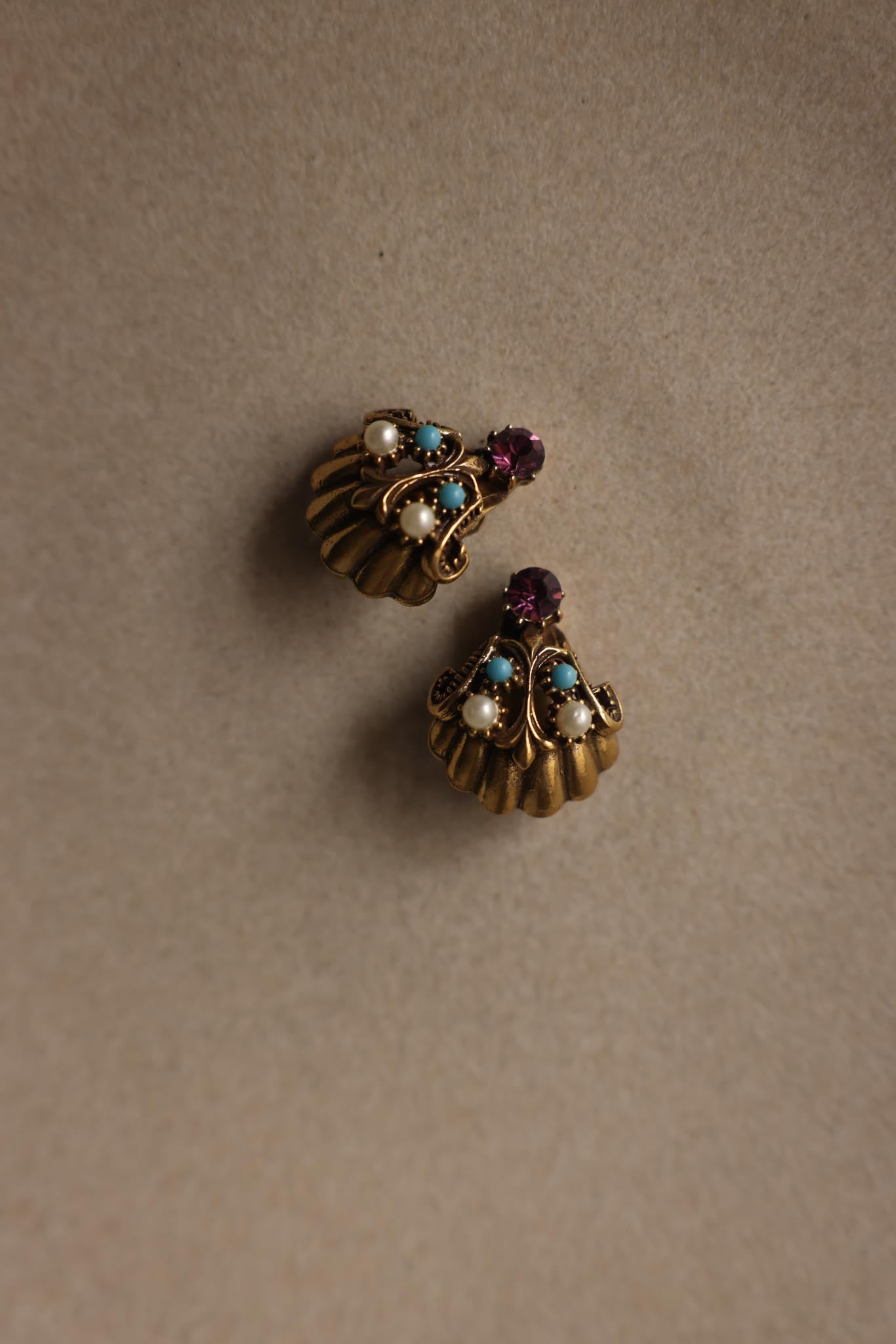 Multicolor Seashell Clip-On Earrings
