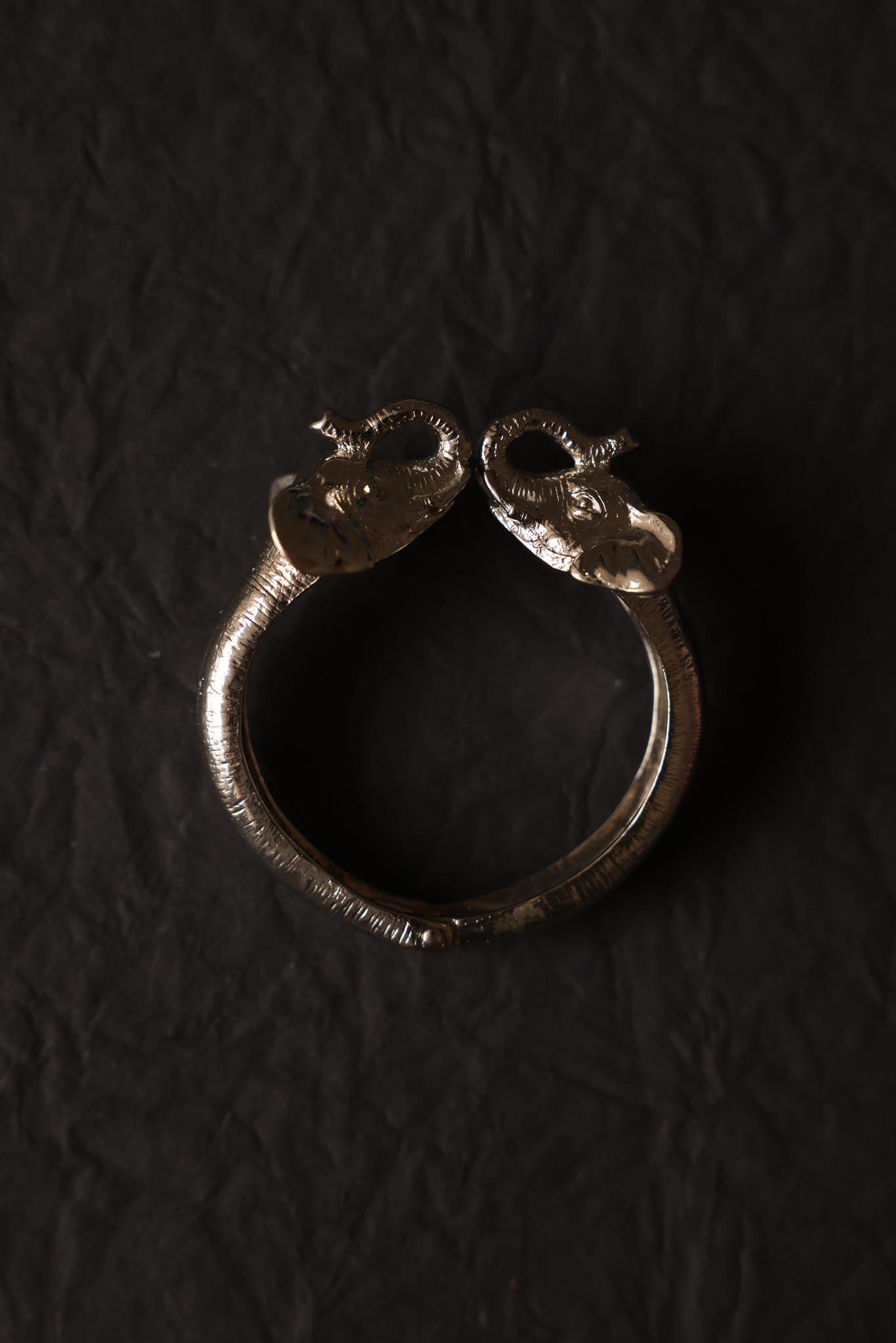 Silver-Tone Hinged Elephant Bracelet|Vintage Baazaar 
