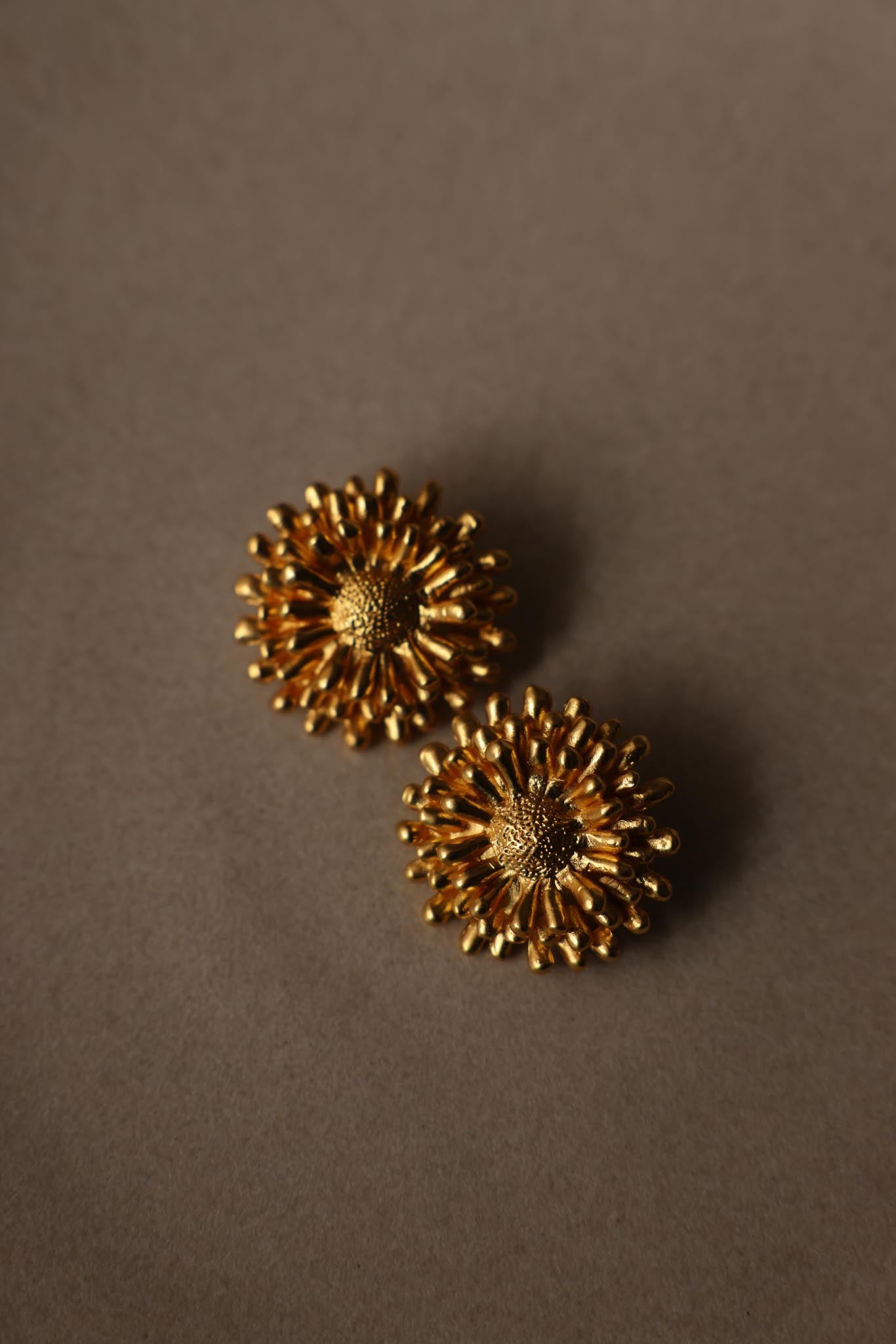 Gold Flower Clip-On Earrings