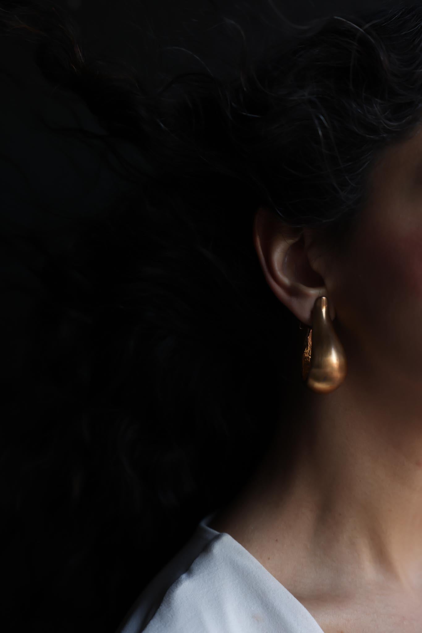 Brushed Gold-Plated Clip-On Earrings|Vintage Baazaar 