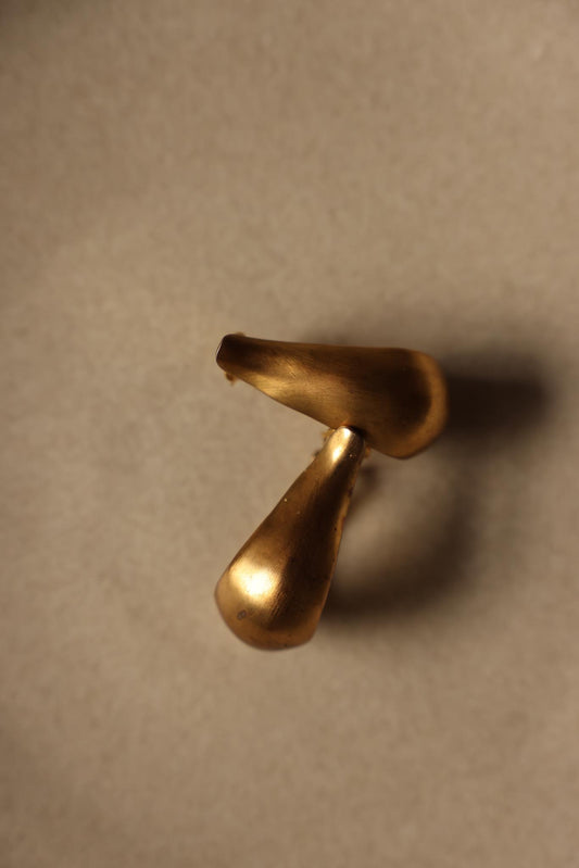 Brushed Gold-Plated Clip-On Earrings|Vintage Baazaar 