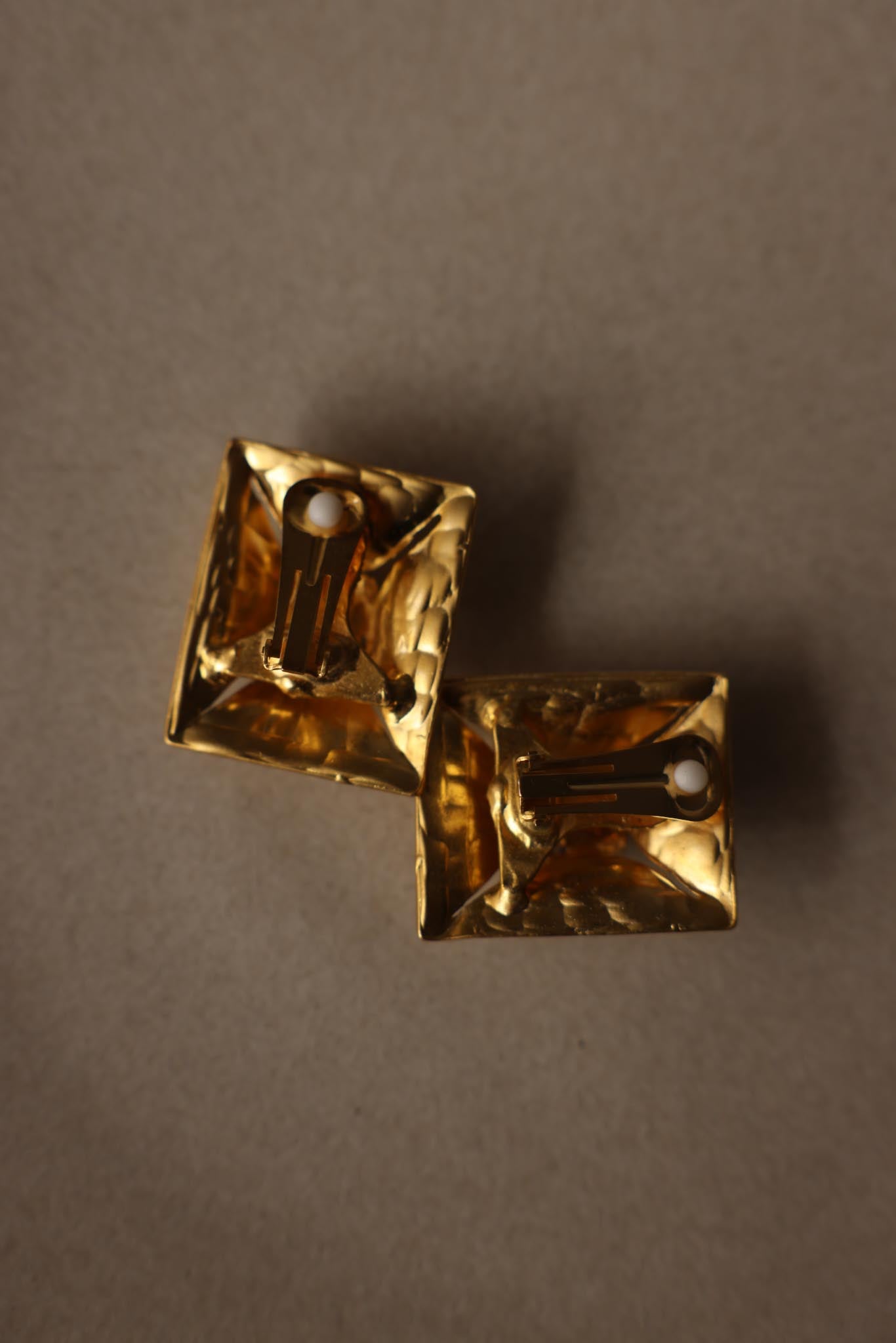 Matte Gold Rectangular Clip-On Earrings
