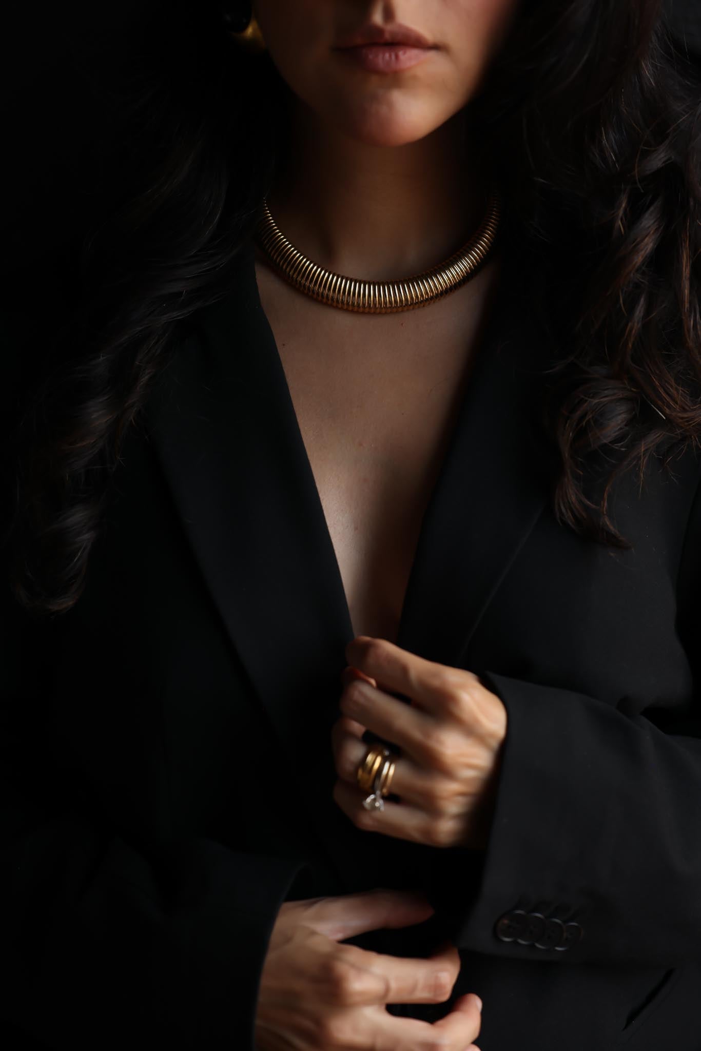 Gold-Tone Omega Chain Necklace|Vintage Baazaar 