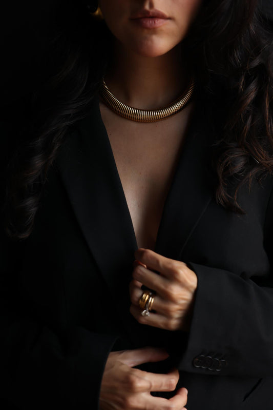 Gold-Tone Omega Chain Necklace|Vintage Baazaar 