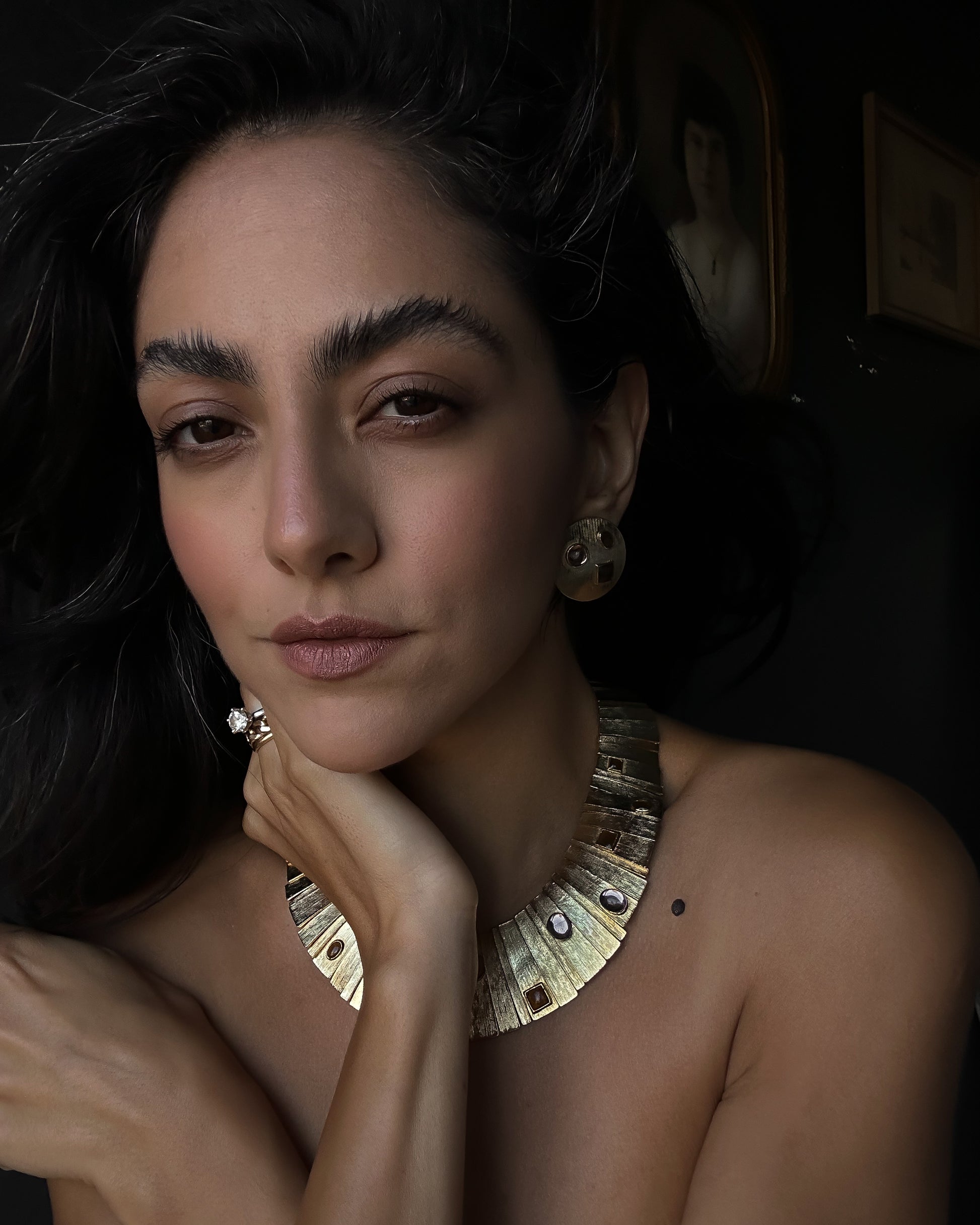 Les Bernard Unsigned Egyptian Revival Cleopatra Necklace And Earrings|Vintage Baazaar 