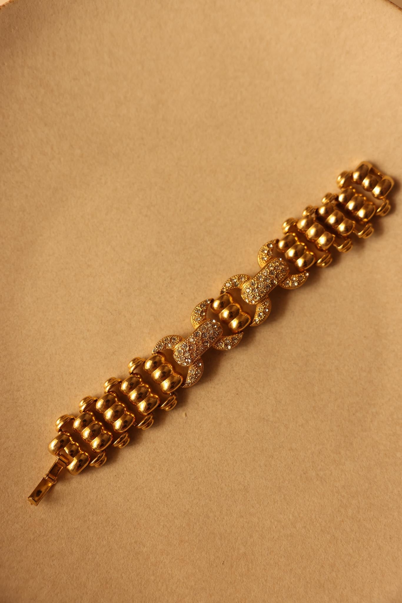 Gold Plated Rhinestone Link Bracelet|Vintage Baazaar 