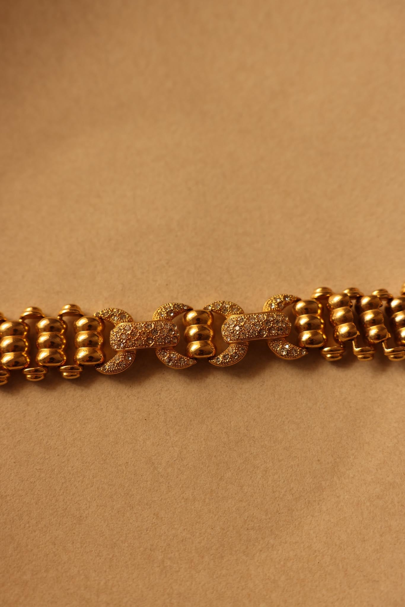 Gold Plated Rhinestone Link Bracelet|Vintage Baazaar 