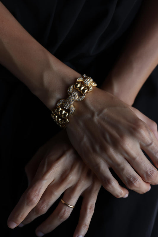 Gold Plated Rhinestone Link Bracelet|Vintage Baazaar 