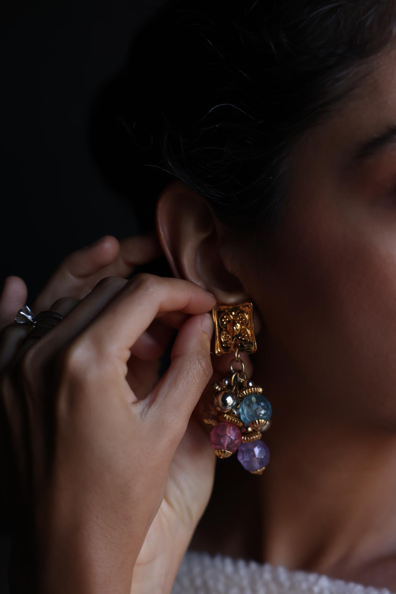 Golden Carnival Drop Earrings|Vintage Baazaar 