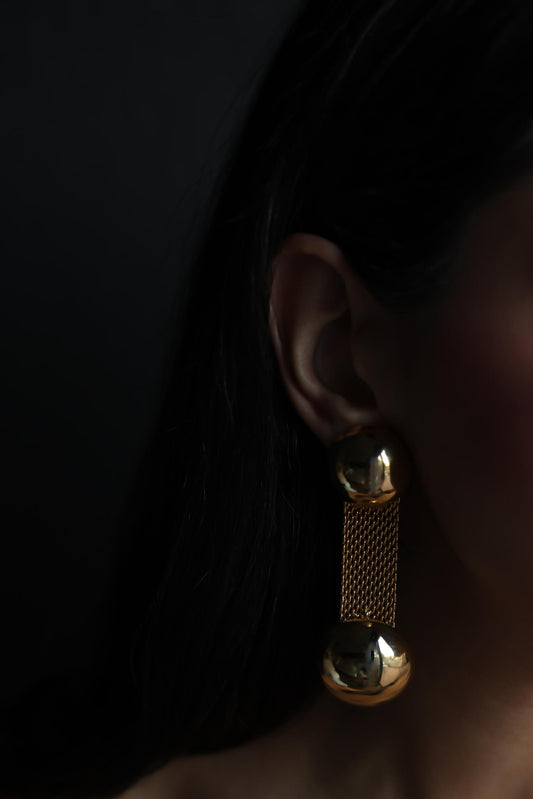 Gold-Tone Mesh Bar Clip-On Earrings