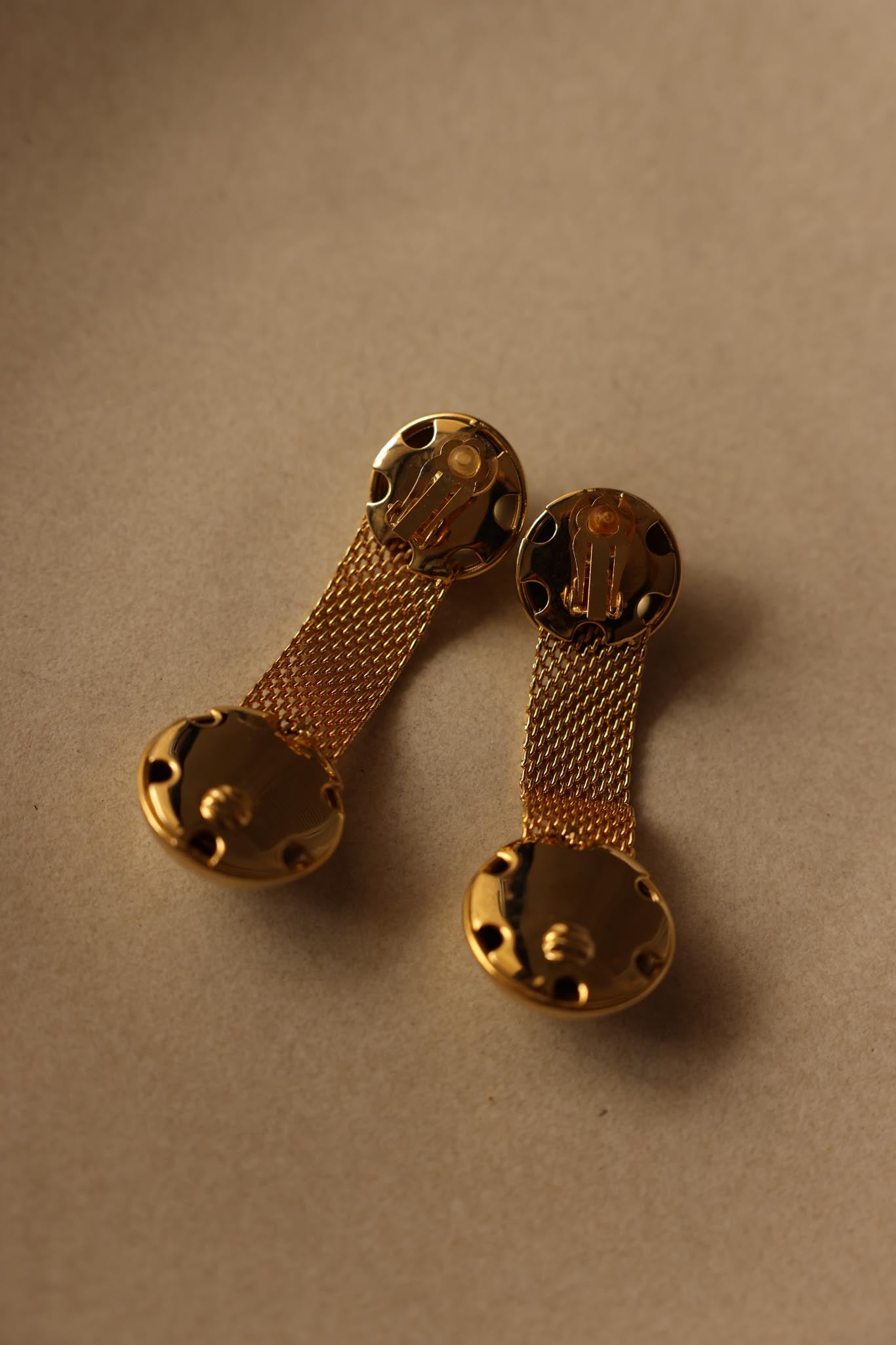 Gold-Tone Mesh Bar Clip-On Earrings