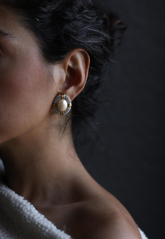 Pearl Elegance  Earrings|Vintage Baazaar 
