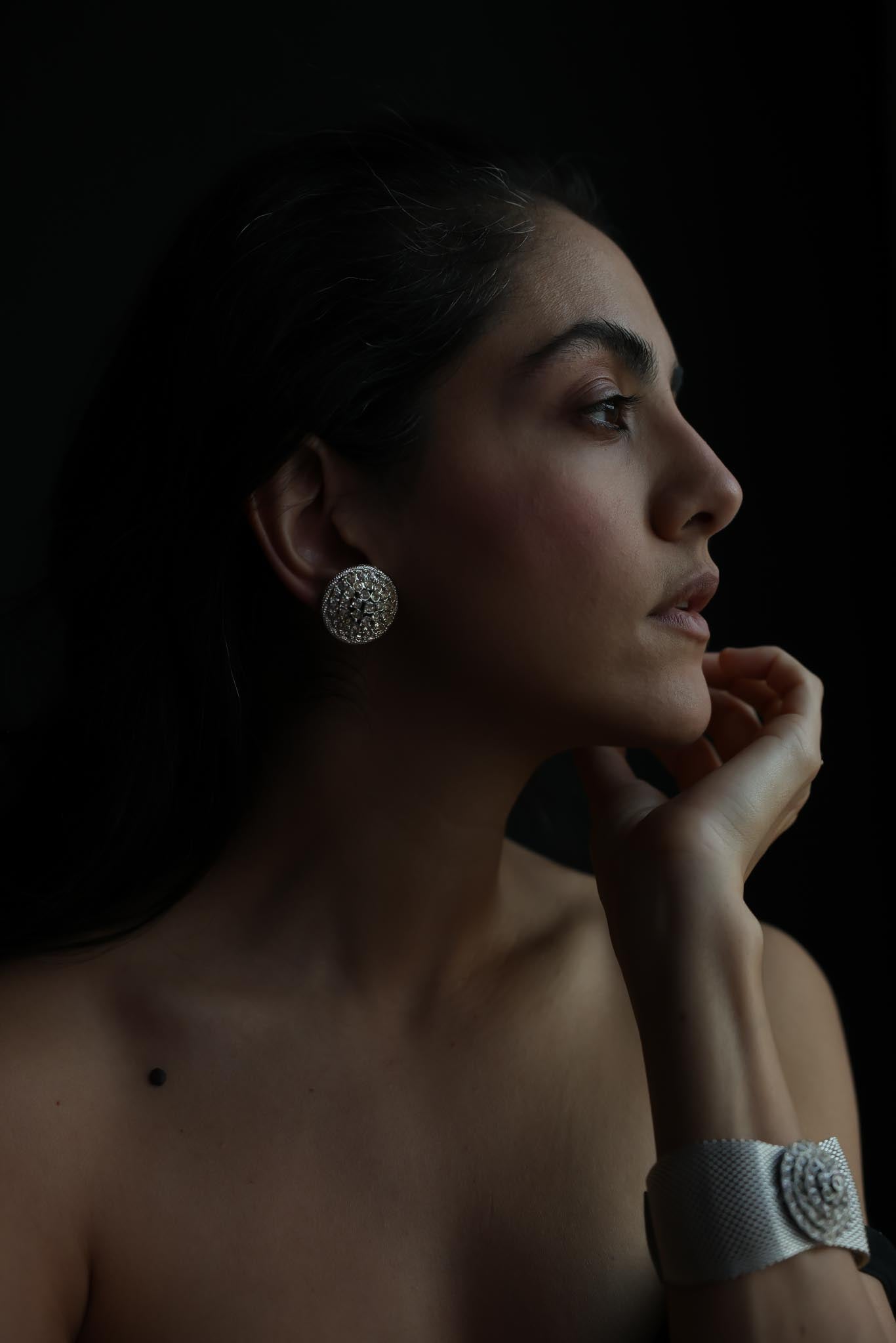 1960s Judy Lee Mesh Bracelet and Clip-On Earrings Set