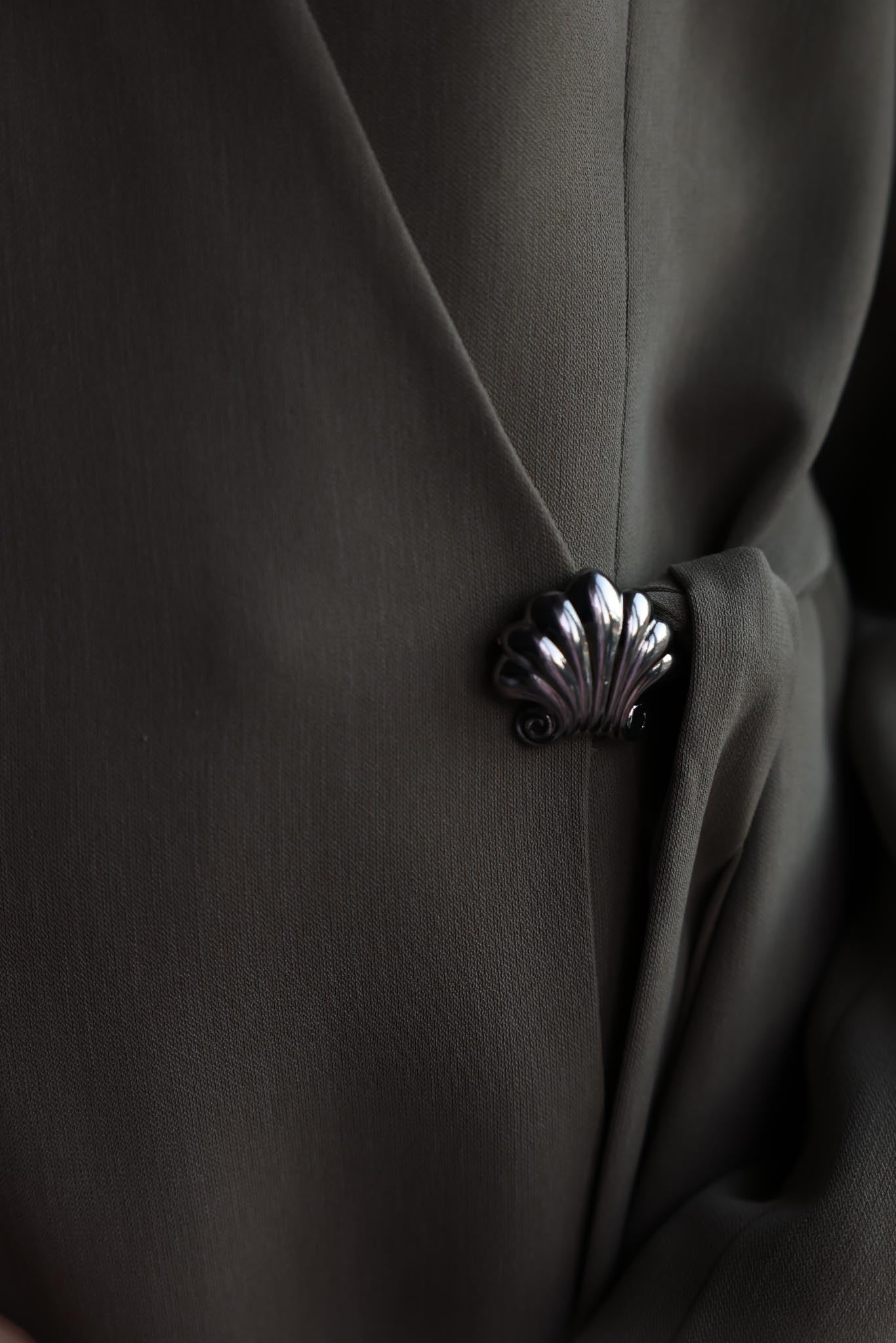 Silver-Tone Shell Brooch