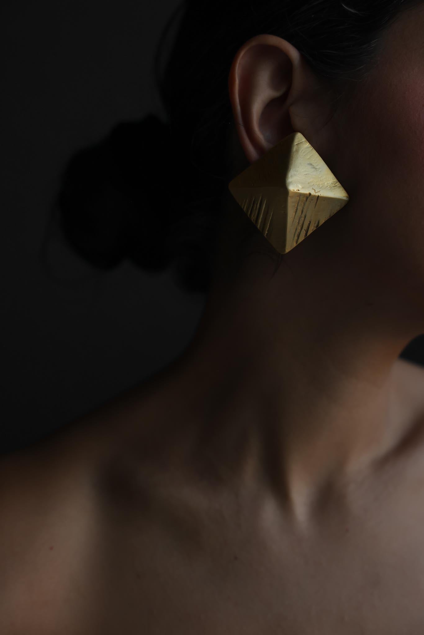 Gold-Plated Pyramid Clip-On Earrings