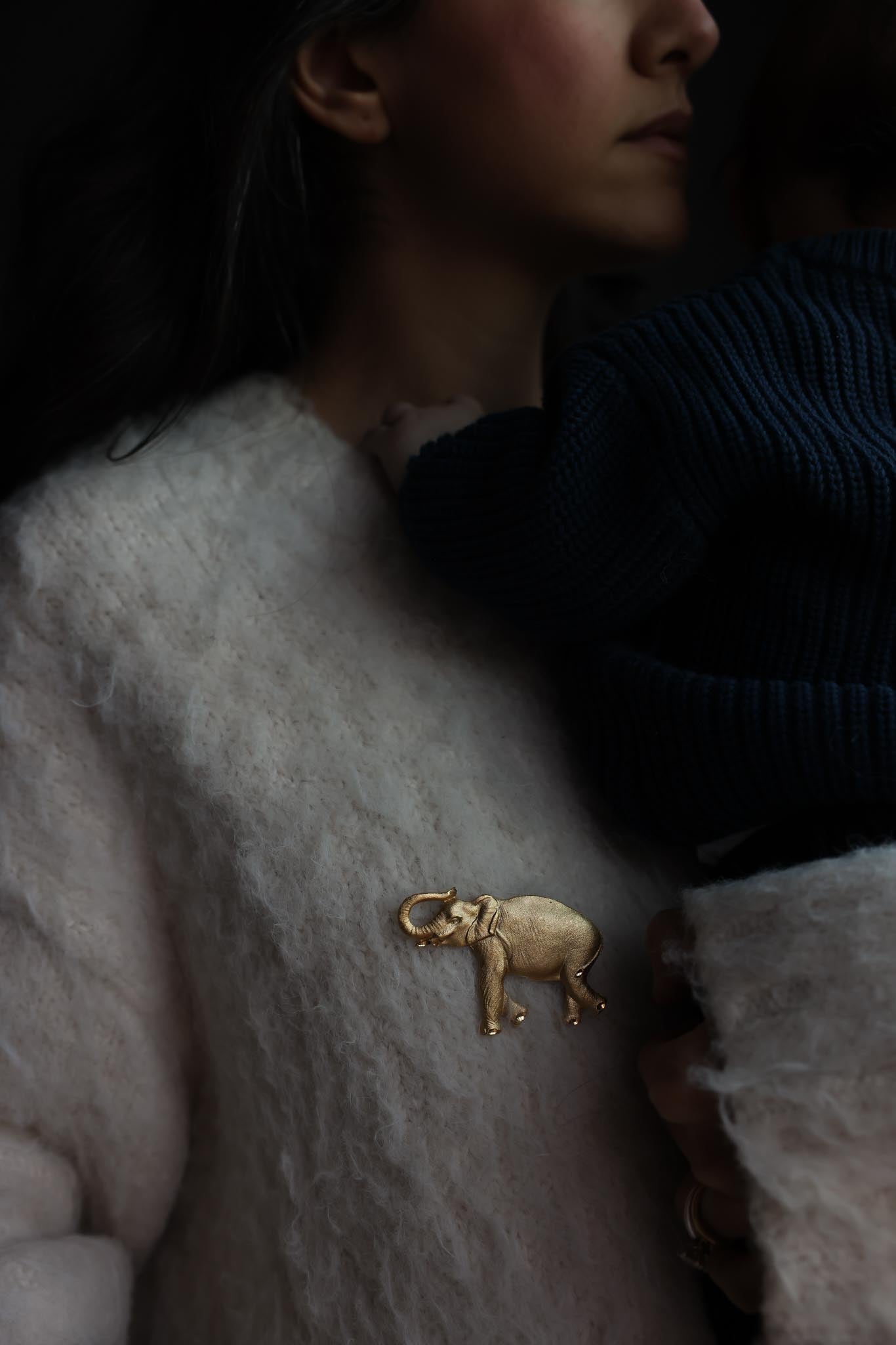 Gold-Tone Elephant Brooch