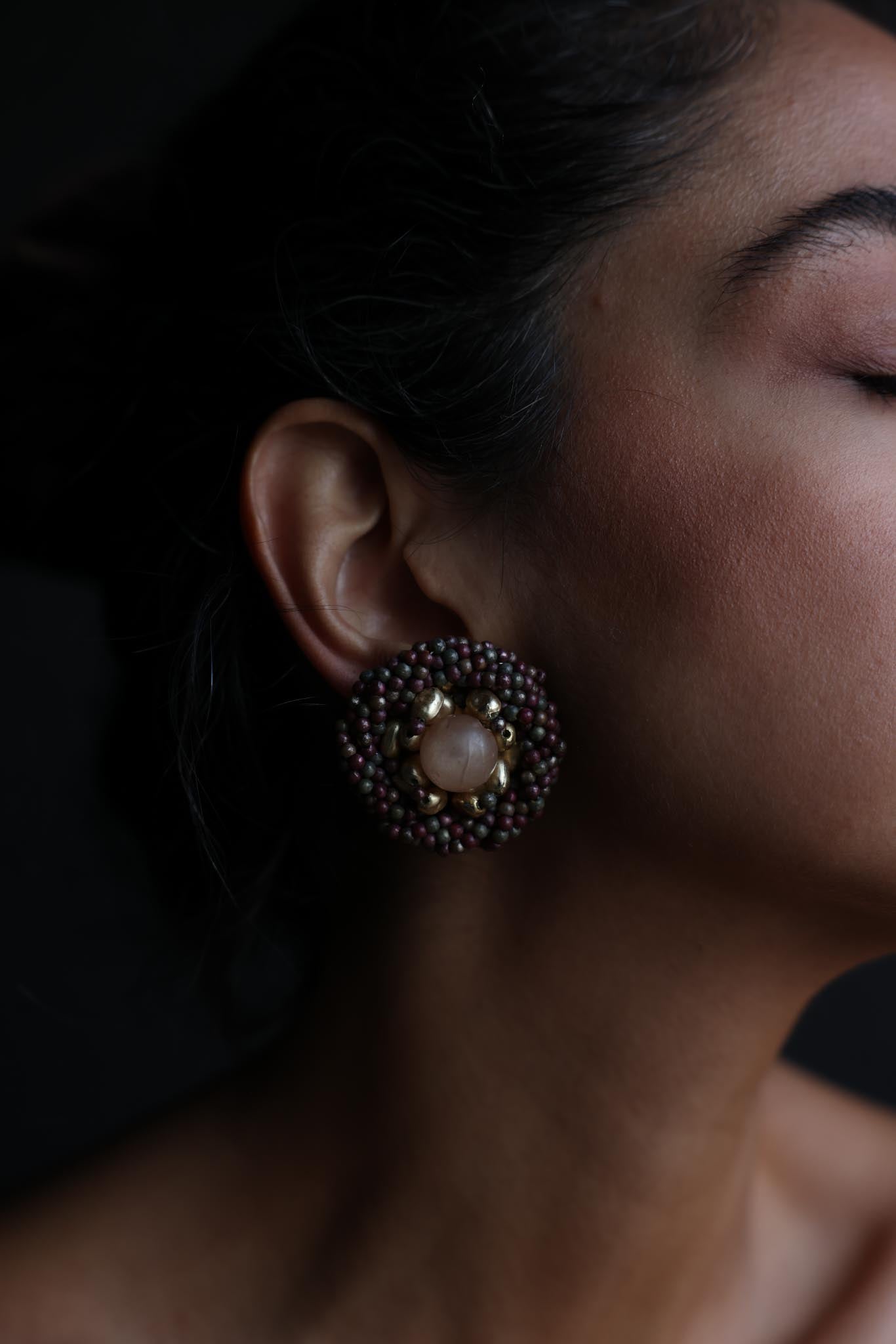 Rose Quartz Radiance Earrings|Vintage Baazaar 