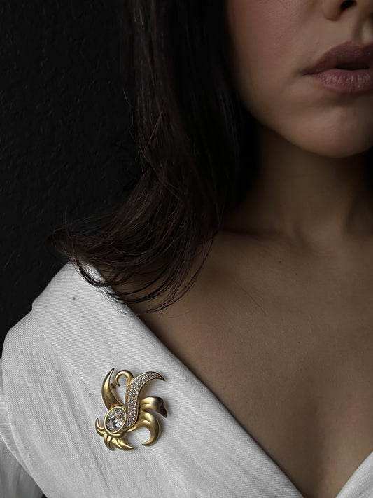 Swan Signed Swarovski Brooch|Vintage Baazaar 