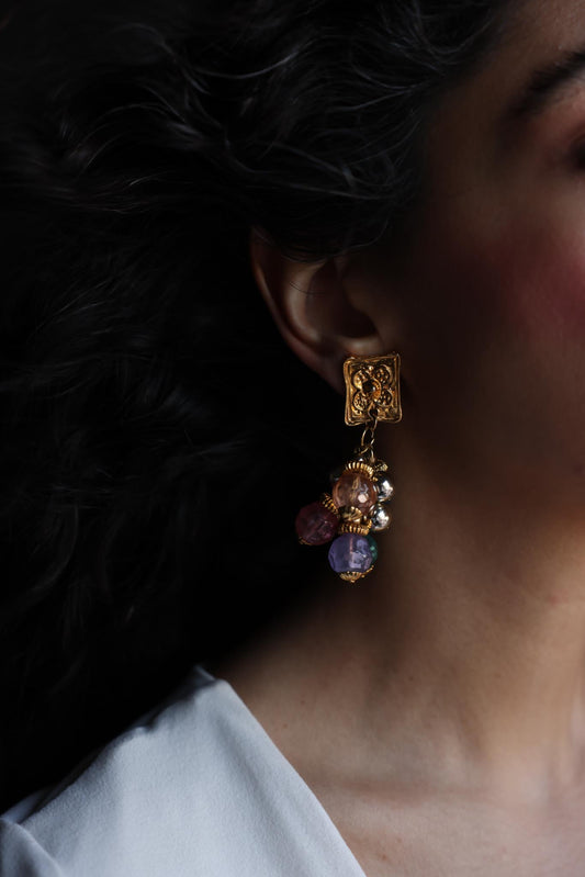 Golden Carnival Drop Earrings|Vintage Baazaar 