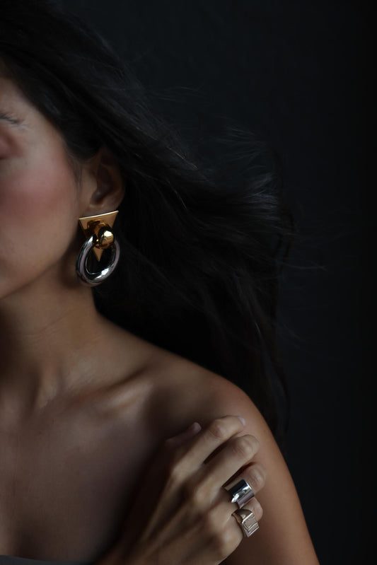 Two-Tone Geometric Hoop Earrings