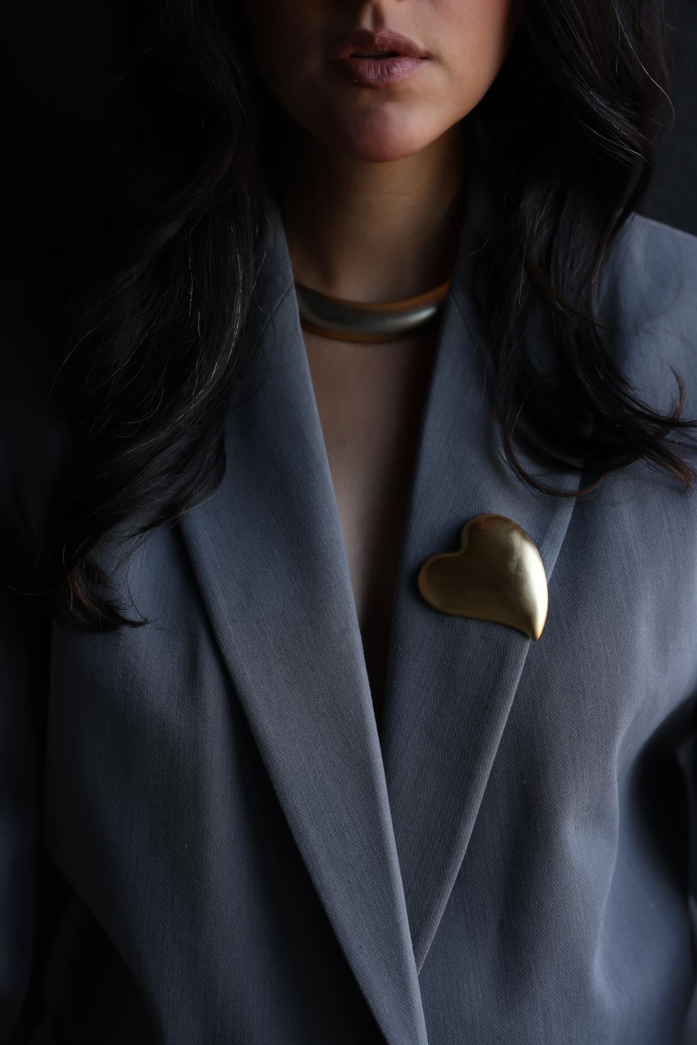 Monet Matte Gold Heart Brooch|Vintage Baazaar 