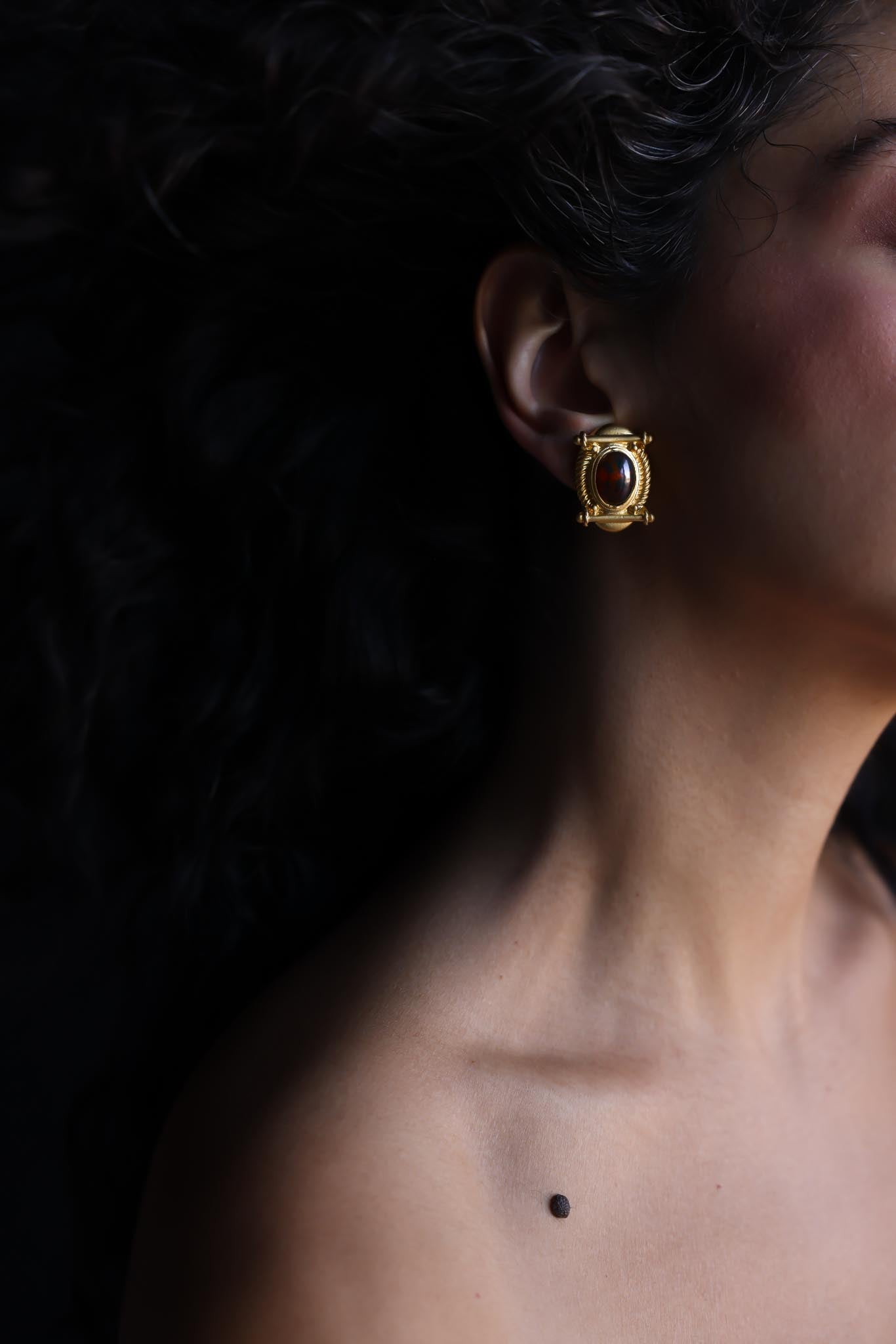 Earrings and Brooch Set Amber|Vintage Baazaar 