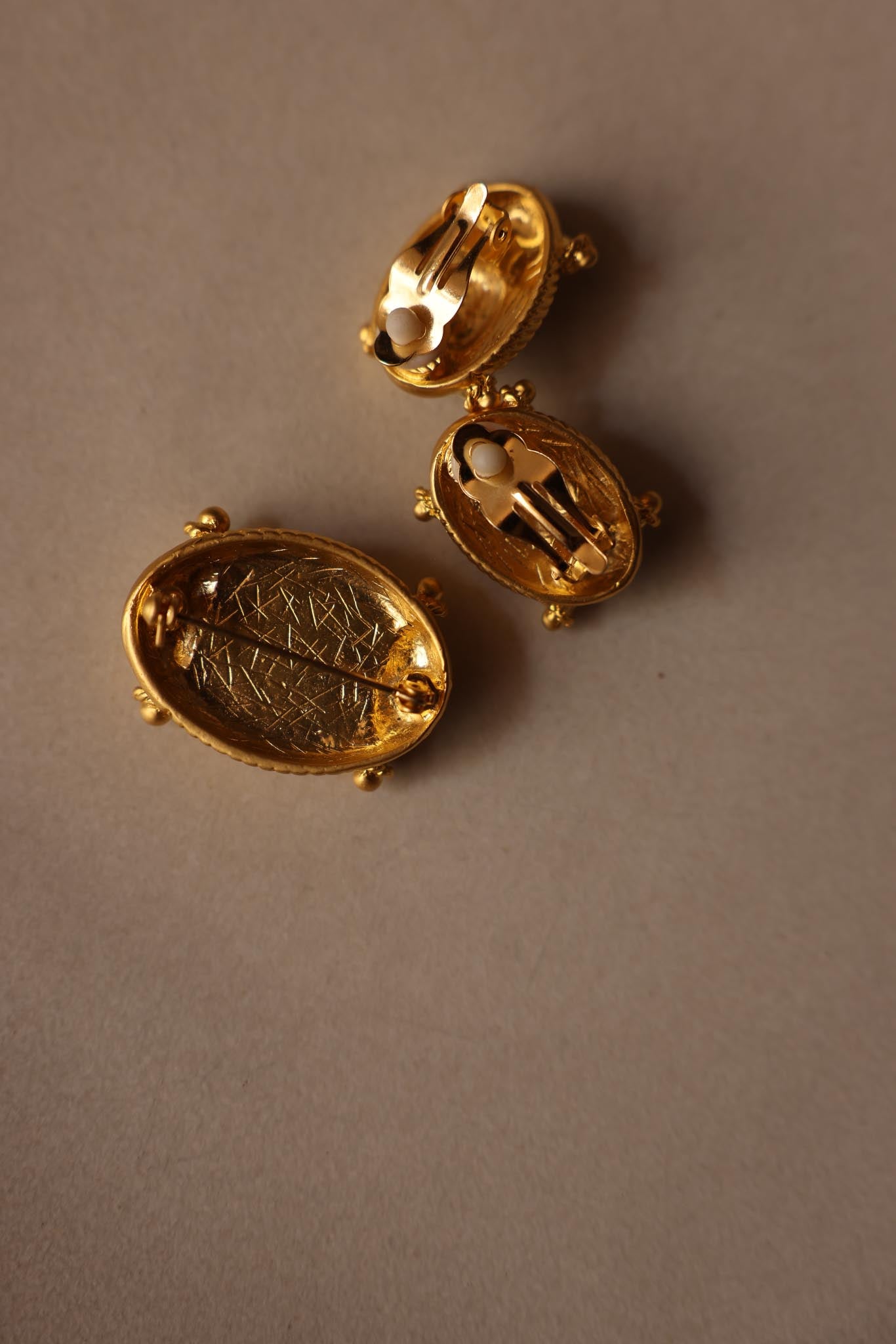 Earrings and Brooch Set Amber|Vintage Baazaar 
