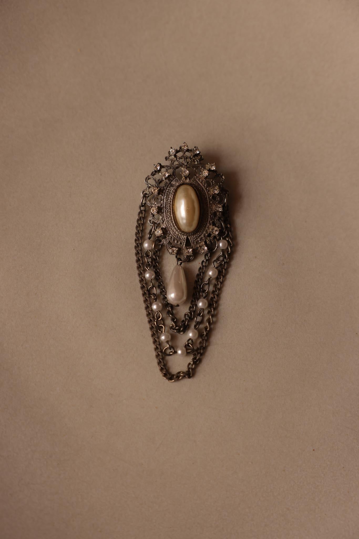 Antique Ornate Pearl Chain Brooch - Early 1900s|Vintage Baazaar 