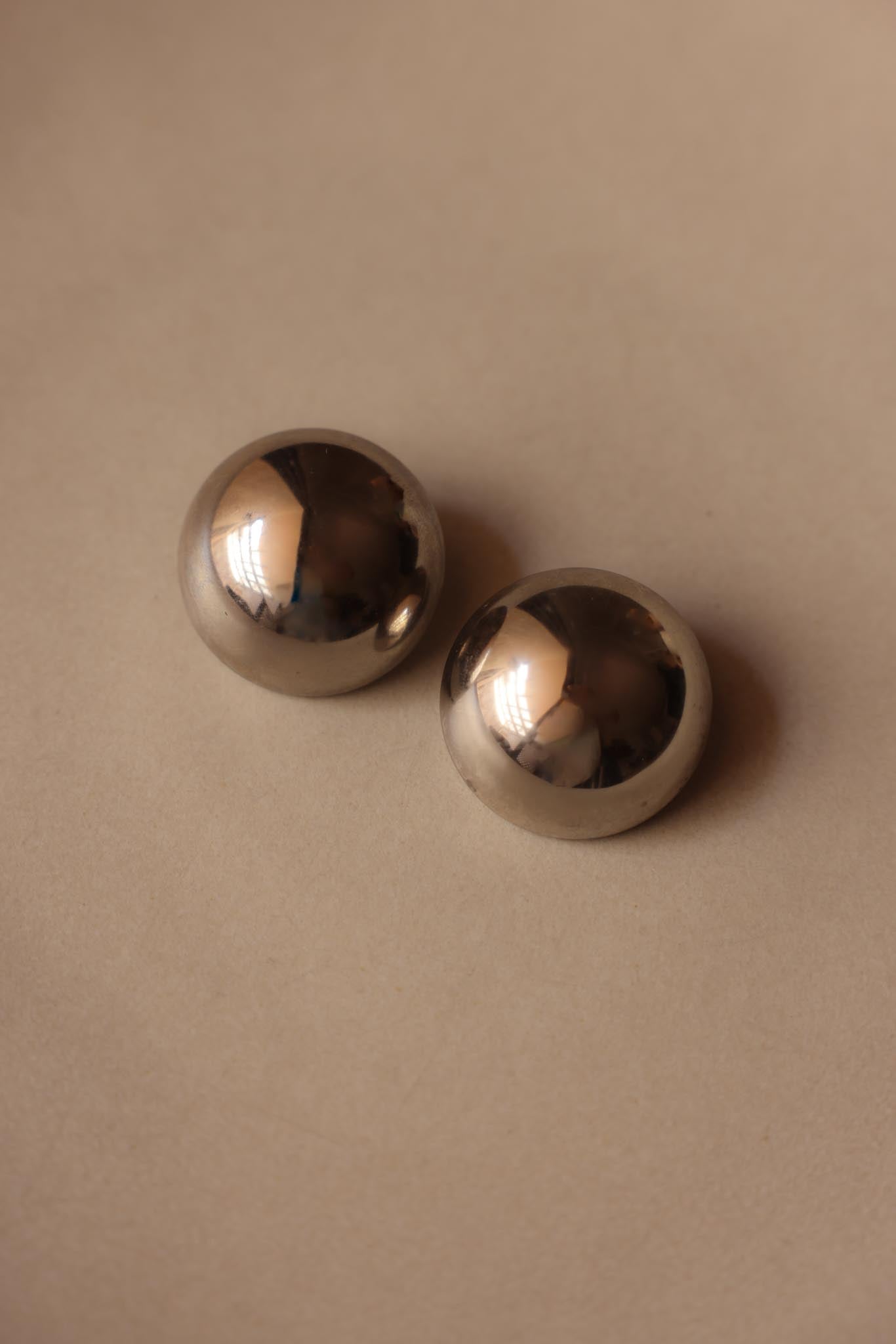 Silver tone Dome Clip-On Earrings