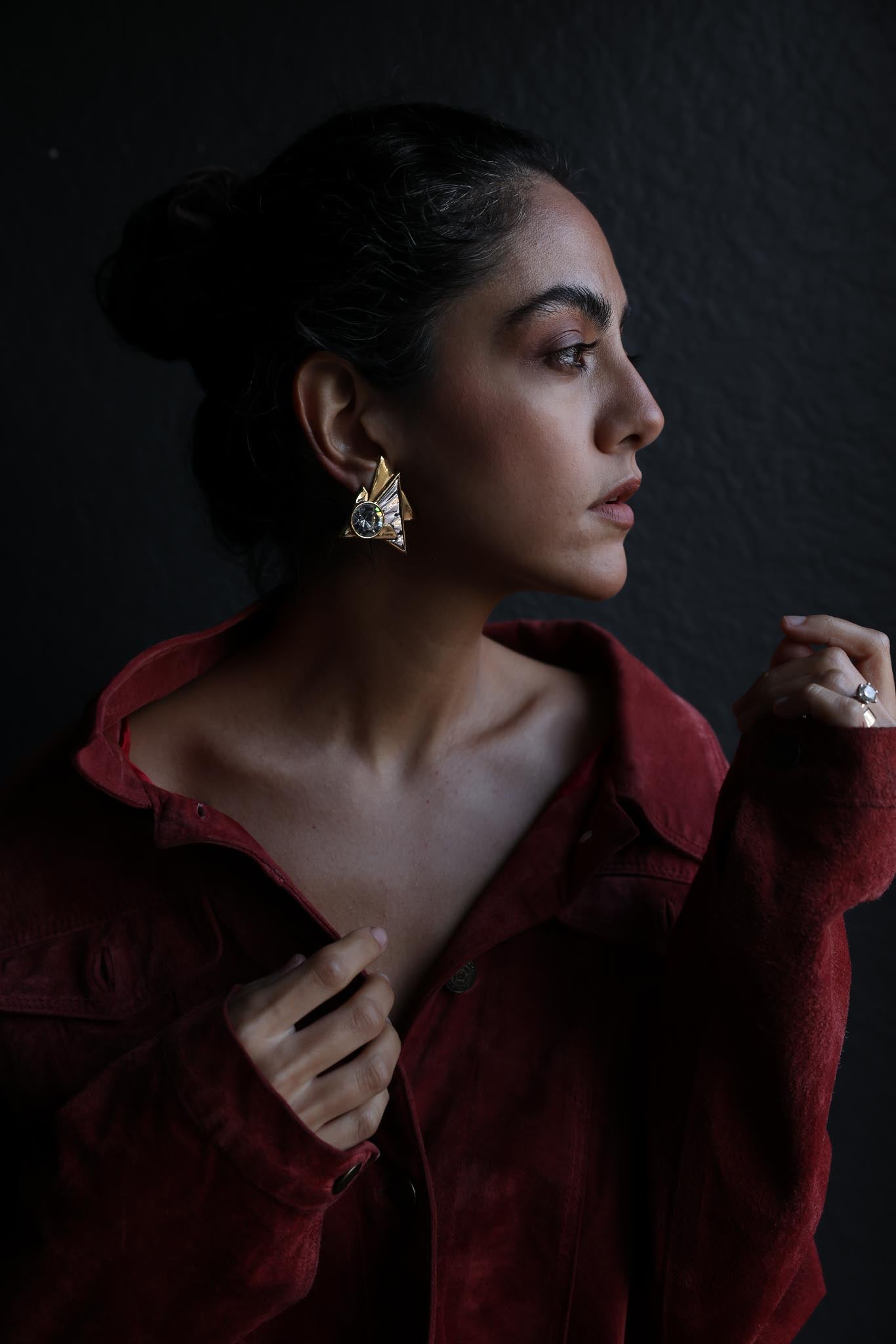 Lady Remington Rivoli Crystal Triangle Earrings|Vintage Baazaar 