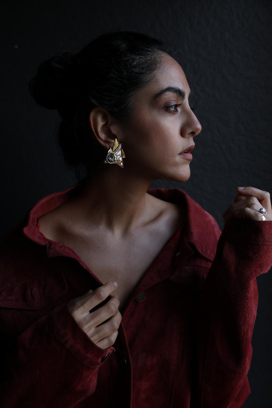 Lady Remington Rivoli Crystal Triangle Earrings|Vintage Baazaar 