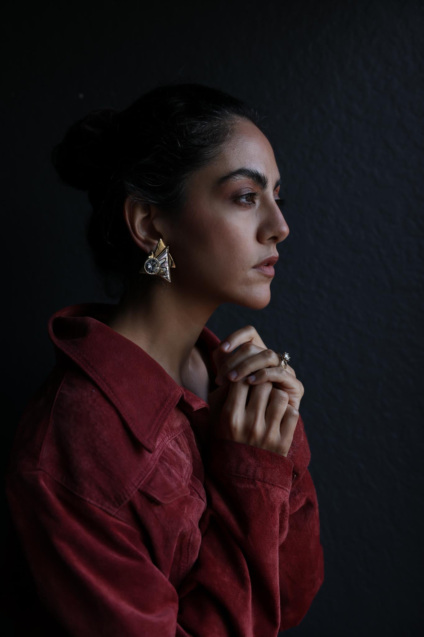 Lady Remington Rivoli Crystal Triangle Earrings|Vintage Baazaar 
