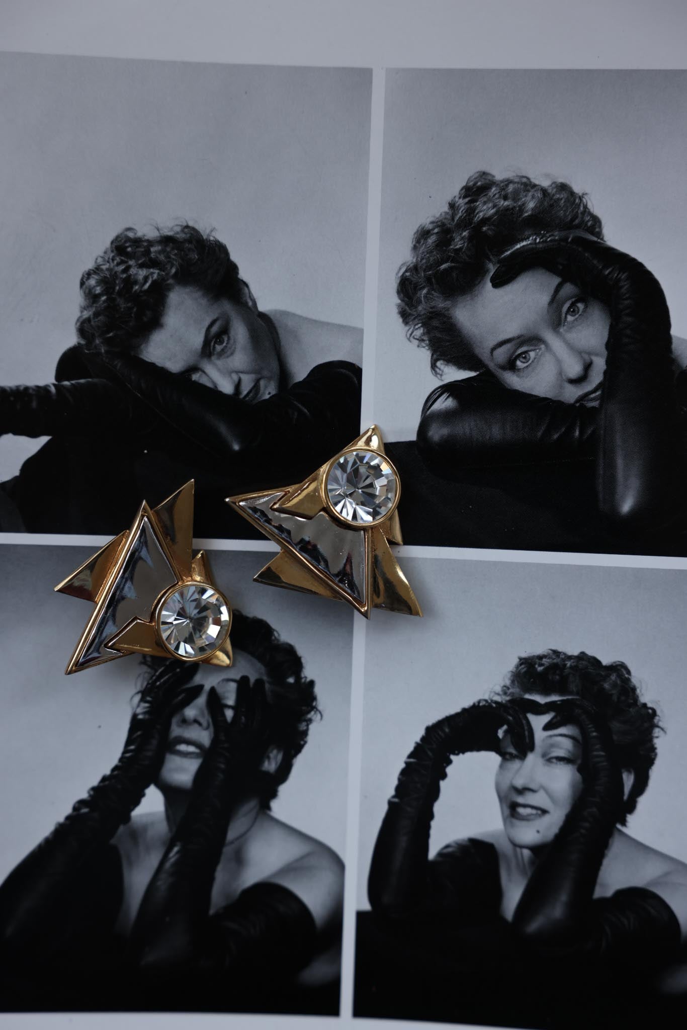 Lady Remington Rivoli Crystal Triangle Earrings|Vintage Baazaar 