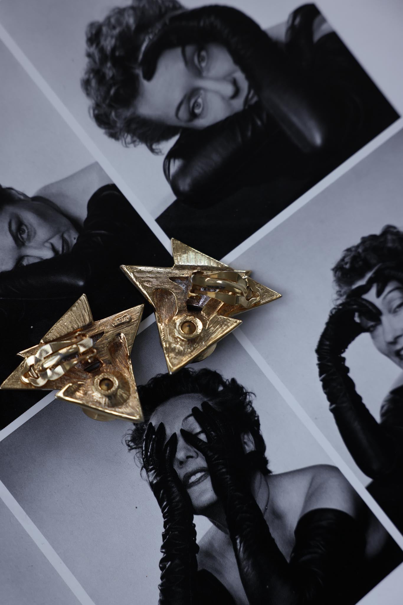 Lady Remington Rivoli Crystal Triangle Earrings|Vintage Baazaar 