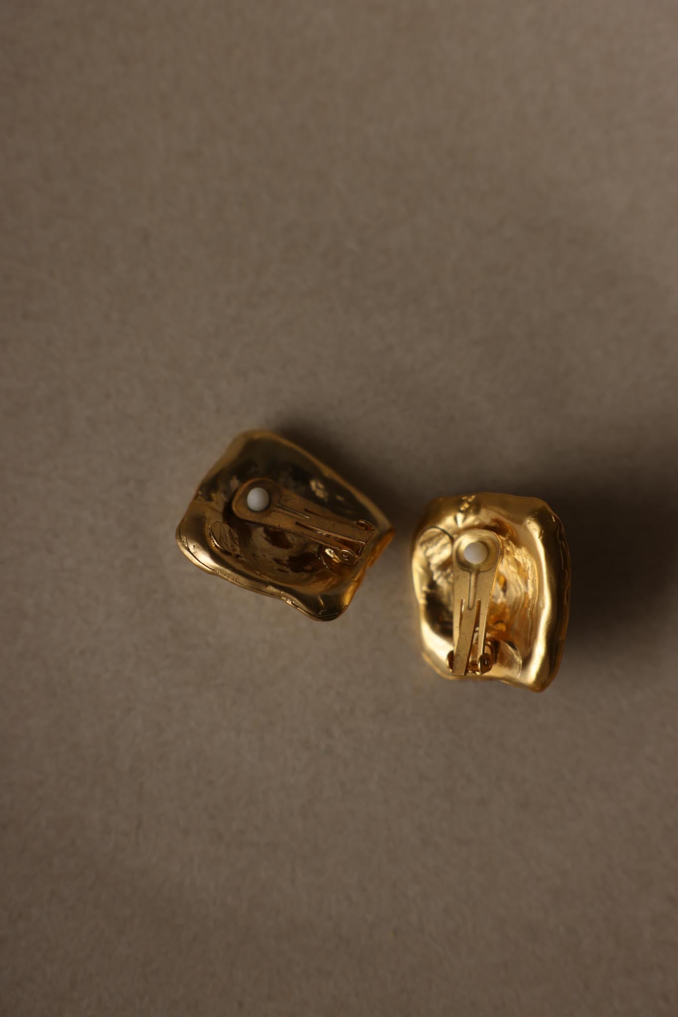 Chunky Gold Plated Faux Pearl Clip-On Earrings