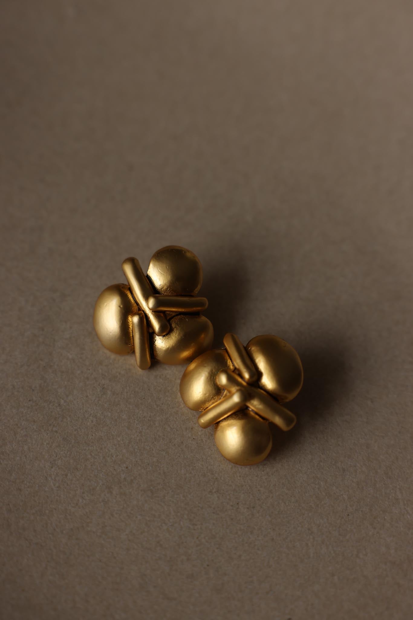 Chunky Matte Gold Sculptural Clip-On Earrings