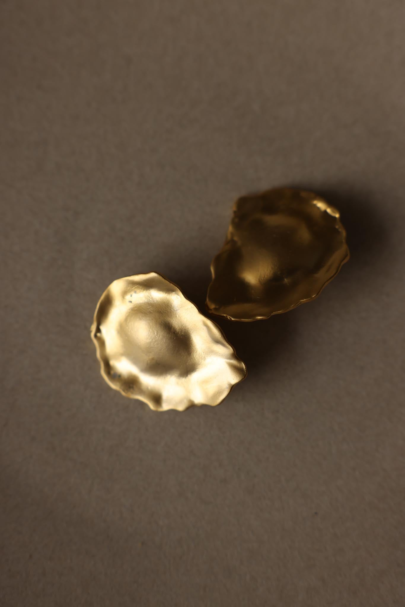 Matte Gold Sculptural Clip-On Earrings