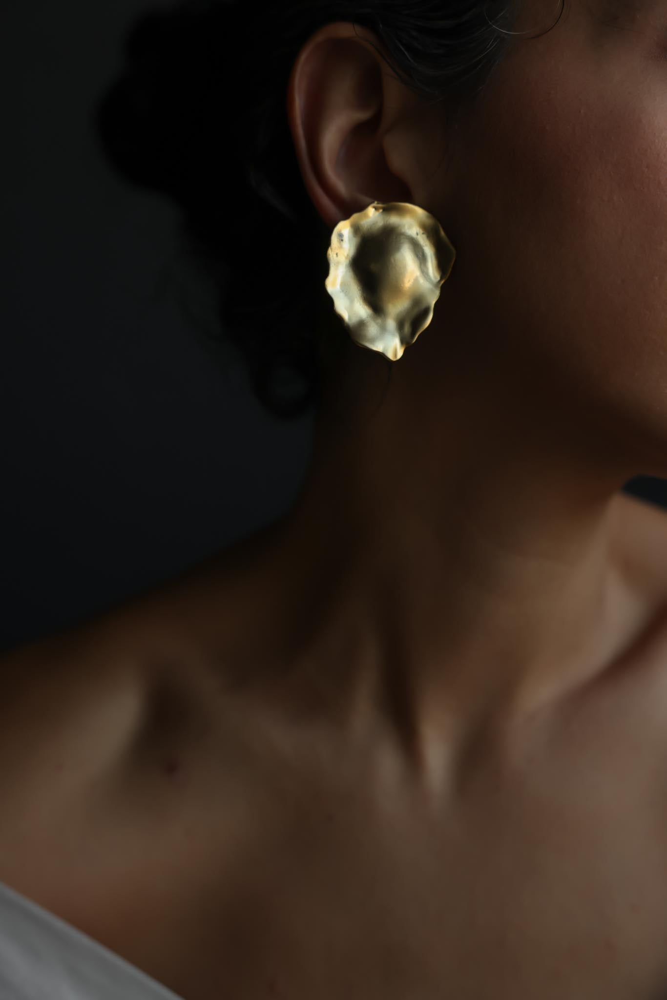 Matte Gold Sculptural Clip-On Earrings