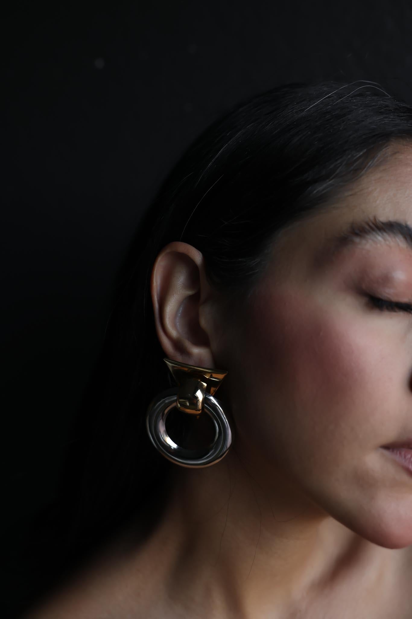 Two-Tone Geometric Hoop Earrings