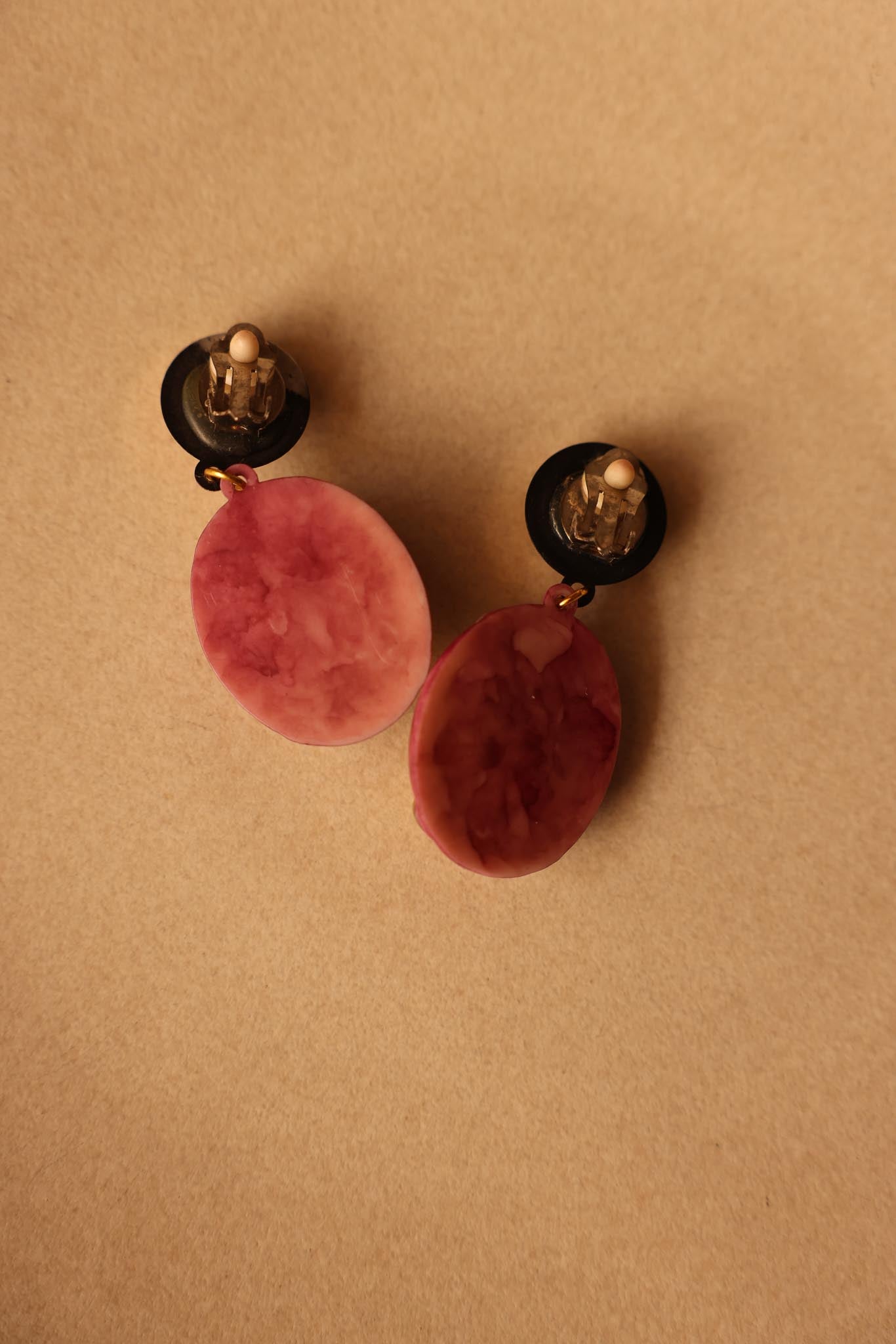 Bold Pink & Gold Clip-On Earrings|Vintage Baazaar 